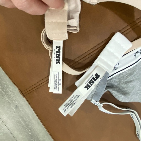 PINK Victoria's Secret White and Gray Bras with Adjustable Straps - Picture 3 of 3